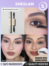Load image into Gallery viewer, SHEGLAM All-In-One Volume & Length Mascara-Washable Black 2 In 1 Double Head Brush Easy To Remove No Smudge Curling Separation Thick  Black Mascara Eye Makeup