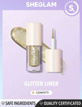Load image into Gallery viewer, SHEGLAM Insta-Party Glitter Liner- Liquid Eyeshadow Gel Silver High Shine Long Lasting Highly Pigmented Long Wear Liquid Liner