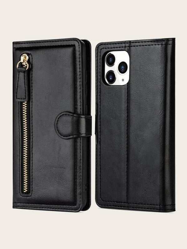 1pc Vintage Buckle Zipper Wallet Phone Case With Card Slots Function