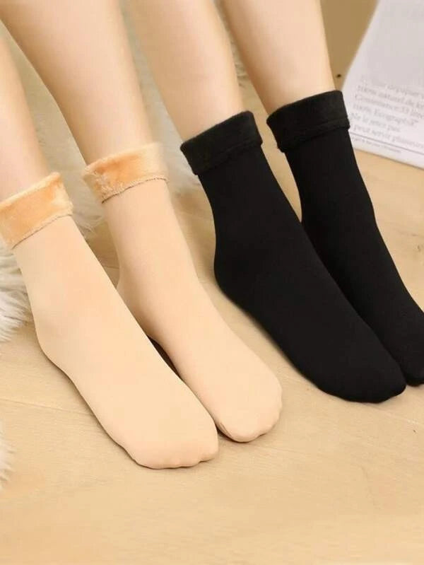 2pairs Solid Warm Crew Socks