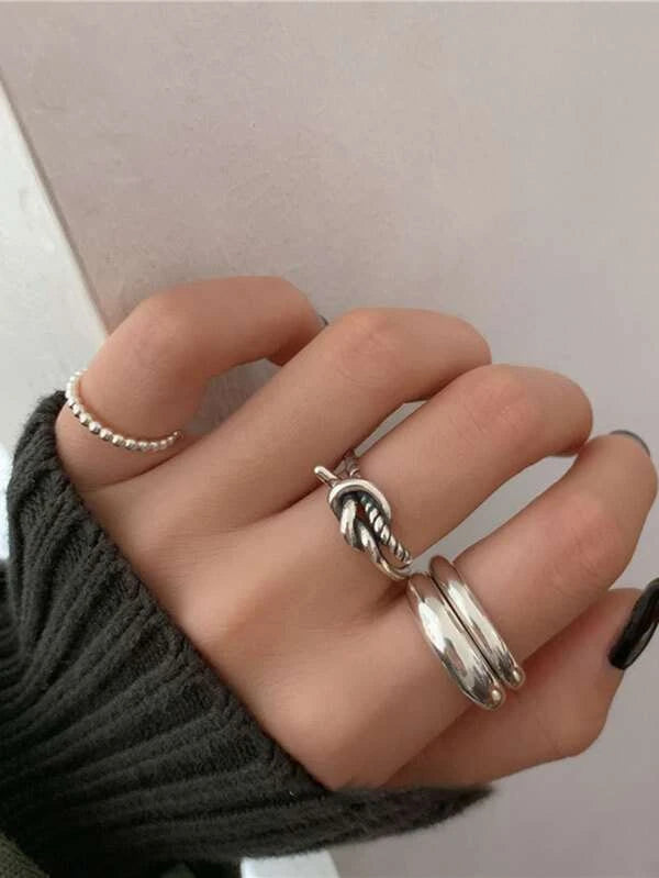 4pcs Knot Detail Ring