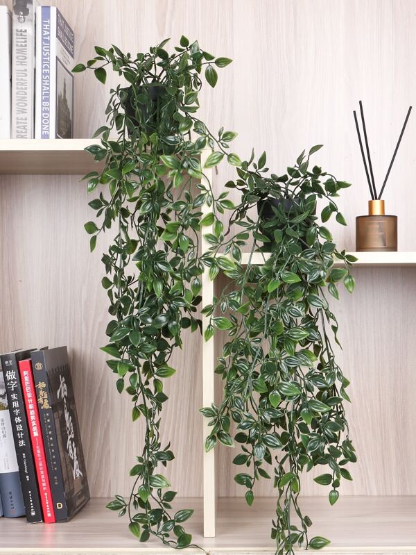 1pc 31.5in Artificial Potted Plant, Faux Greenery Leaf Vine For Home Garden