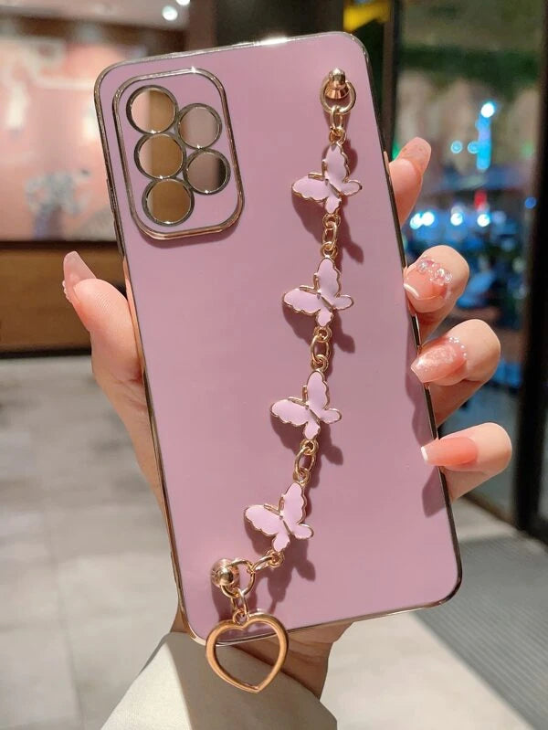 1pc 6d Electroplated Tpu Phone Case With 1pc Electroplated Wri