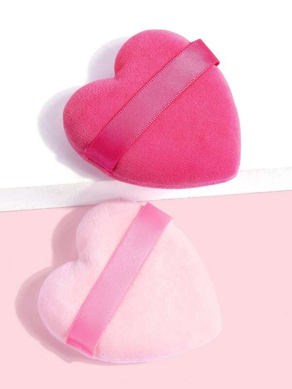 2Pcs Powder Puff Face Love Heart Shape Makeup Sponge for Loose Powder
