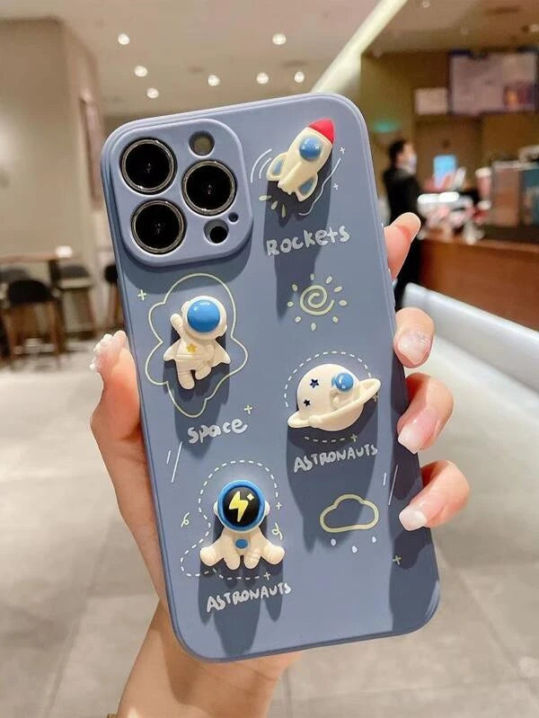 Cartoon Astronaut Decor Space Phone Case Compatible With iP
