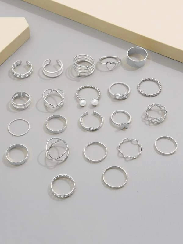22pcs/set Faux Pearl Decor Ring
