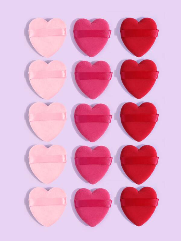 15pcs Heart-shaped Velvet Facial Face Makeup Puff Cosmetic Makeup