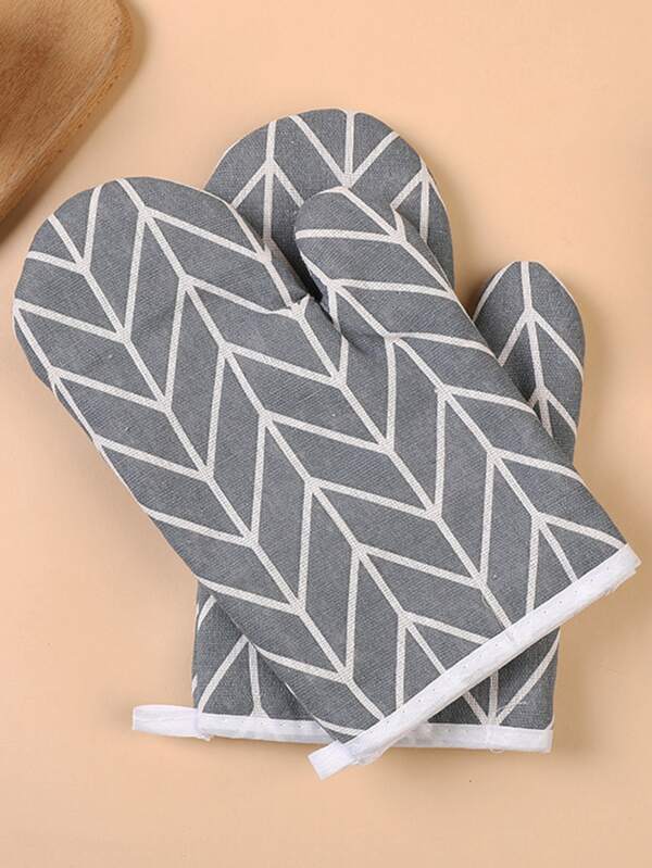 1pc Polyester Oven Mitt, Modernist Geometric Print Kitchen Oven Glove For Kitchen Baking