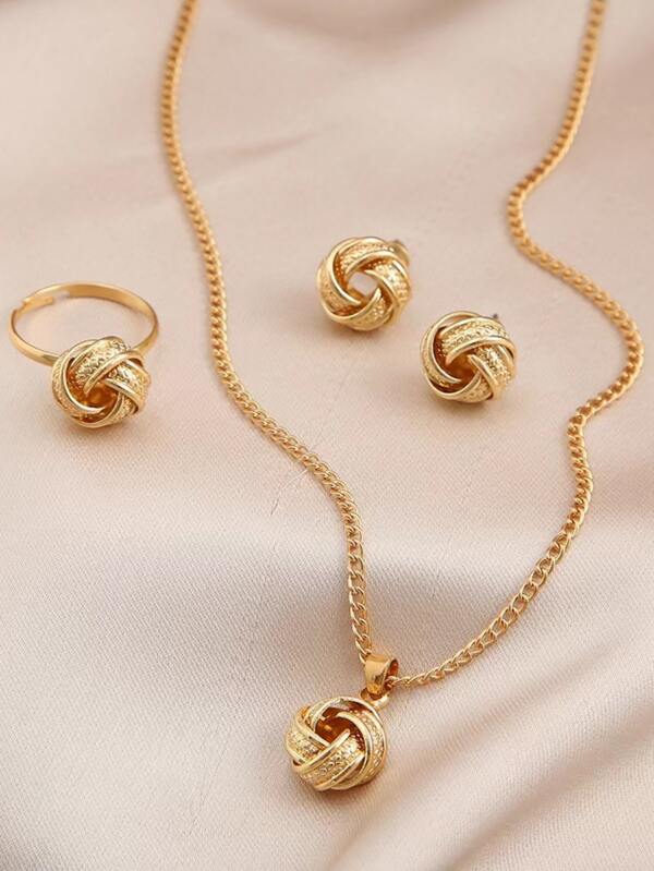 4pcs Knot Decor Jewelry Set