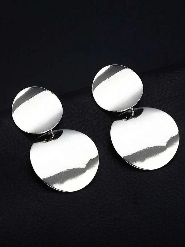 1pair Fashion Stainless Steel Round Drop Earrings For Women For Daily Dec