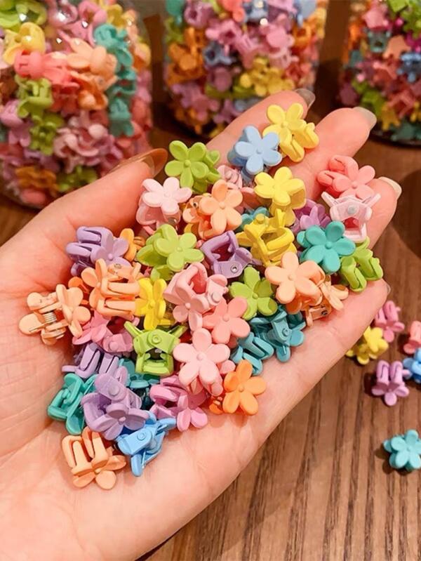 50pcs Women Solid Flower Design Cute Hair Claw For Hair Decoration For back to schoo