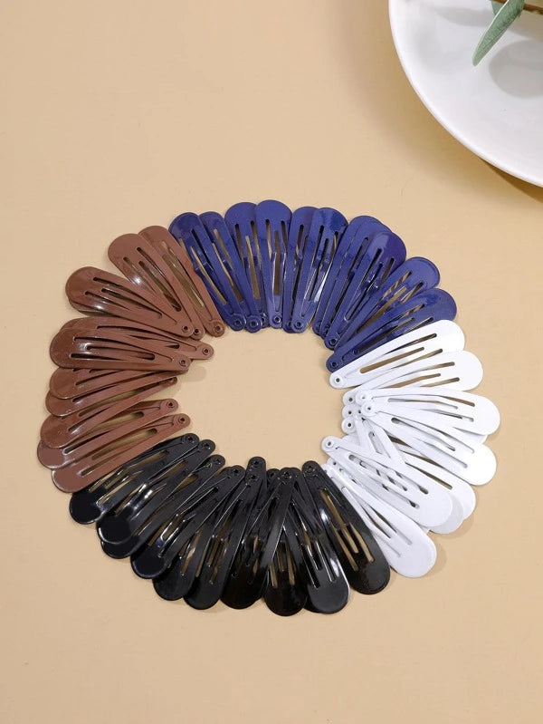 48pcs Random Color Solid Hair Clip