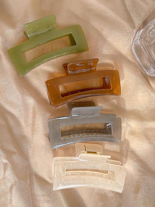 4pcs Women Solid Rectangle Fashionable Hair Claw For Hair Decoration
