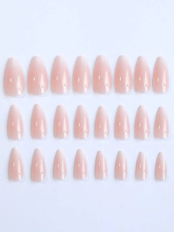 24قطع/طقم طويل لوز شكل موديل فرنسي أزهار الكرز & حليب أبيض ألوان مت