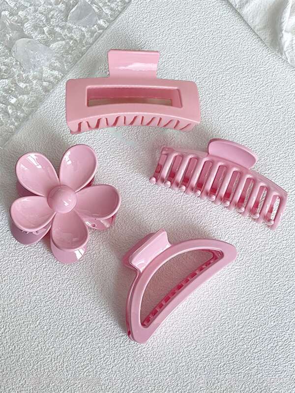 4pcs/set Sweet Pink Style New Design Hair Claw Clip