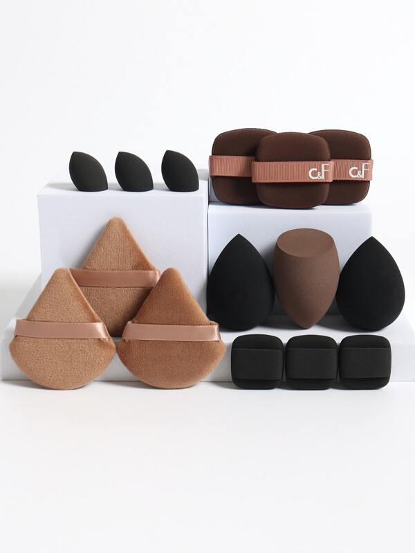 15pcs/set Makeup Sponge Kit, 3pcs Triangle Powder Puff &