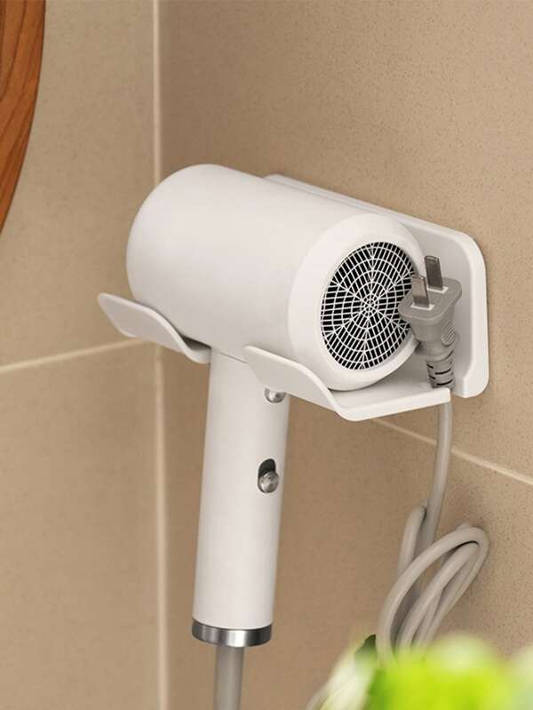 1pc Hair Dryer Holder Wall Mounted Storage Rack Without Drilling, B