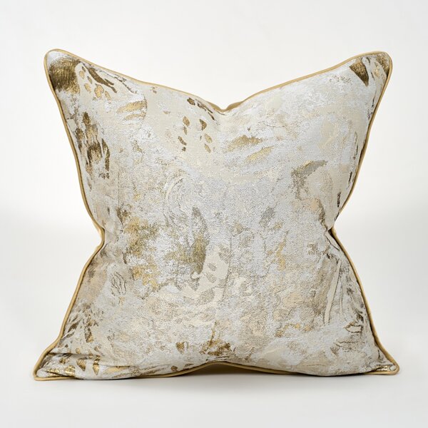 1pc light grey gold Oil painting style Cushion Cover, Modern Jacquard