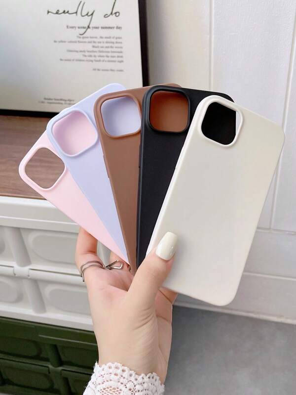 5pcs Solid Phone Case Compatible With iPhone 15/15 Pro/15Plus/15ProMax