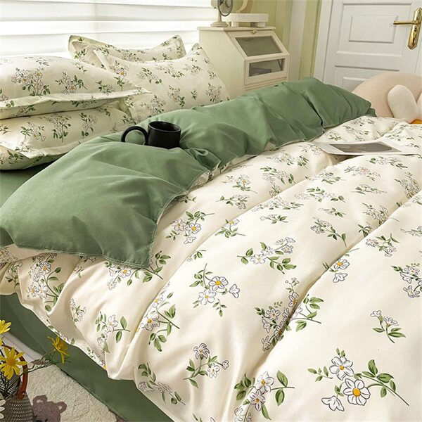 3pcs Floral Printed Bedding Set Without Filling (1 Comforter Cover+2 Pillowcases)