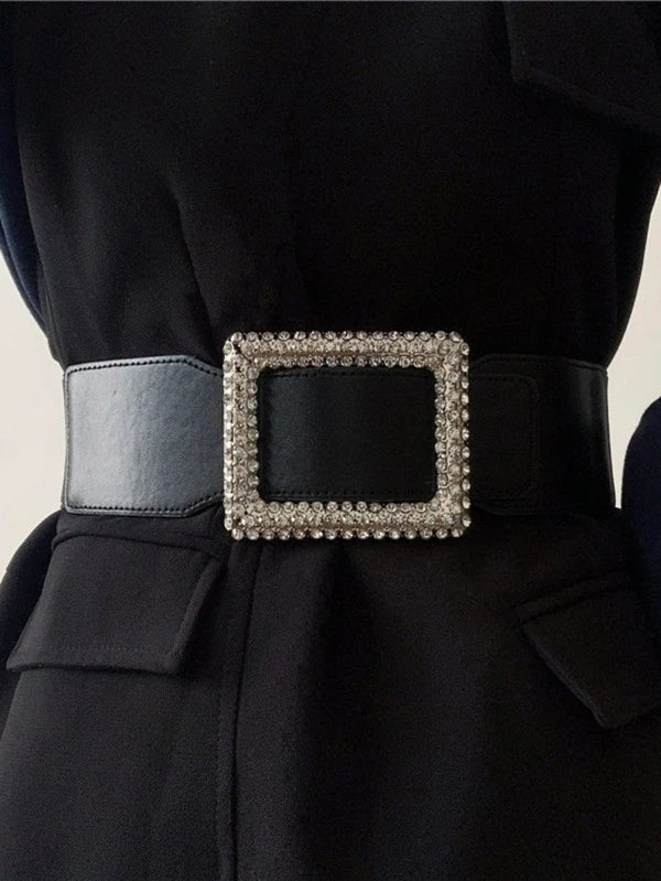 1pc Women's Universal Elastic Waist Belt With Double Buckle, For Fall An