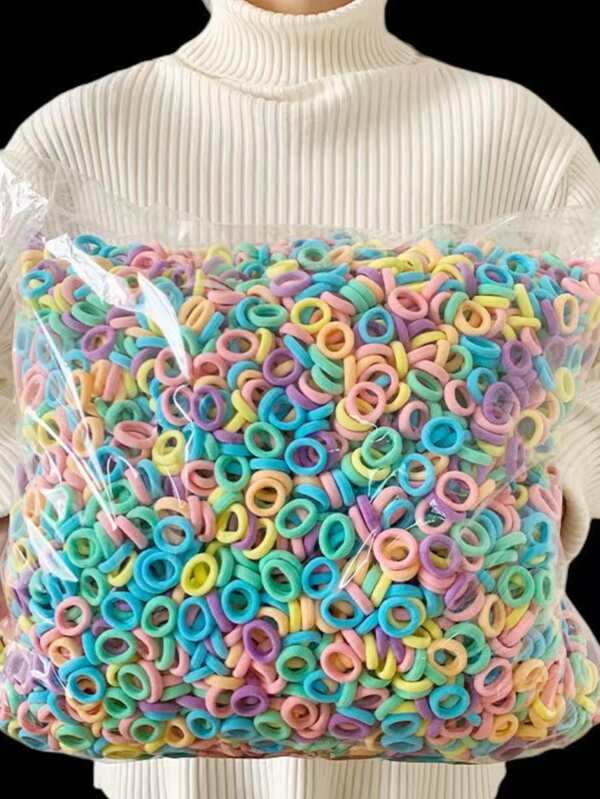 500pcs/set High Elasticity Solid Macaron Colored Cute Towel Hair Ties