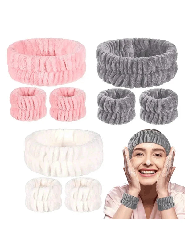 3-piece set of wrist towels, wristbands, and face wash headbands - perfe
