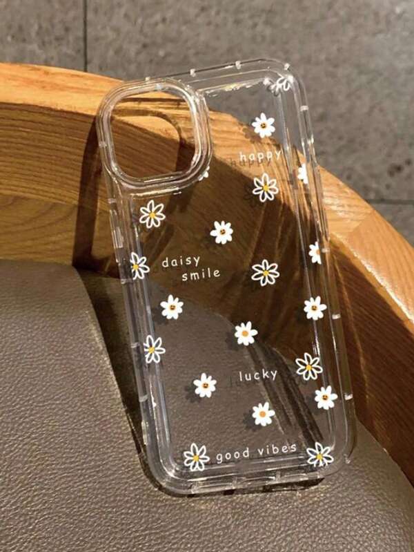 1pc لطيف زهرة ابتسامة وجه تصميم Tpu حالة الهاتف مع وسادة هوائية ممتص