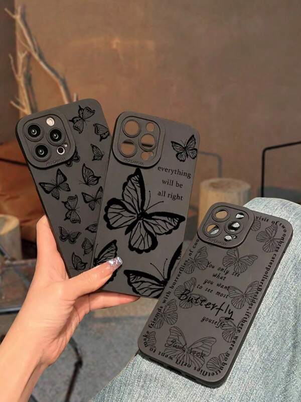 3pcs New Arrival Printed Butterfly Phone Case Compatible With Iphon