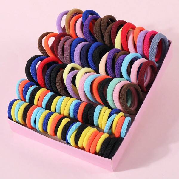 100pcs Colorful Hair Ties Suitable For Daily Use, No Damage To Children's Hair