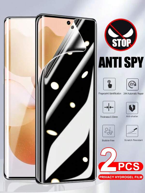 2 Pcs Full Coverage Flexible Anti Spy Soft Hydrogel Film Screen Protect