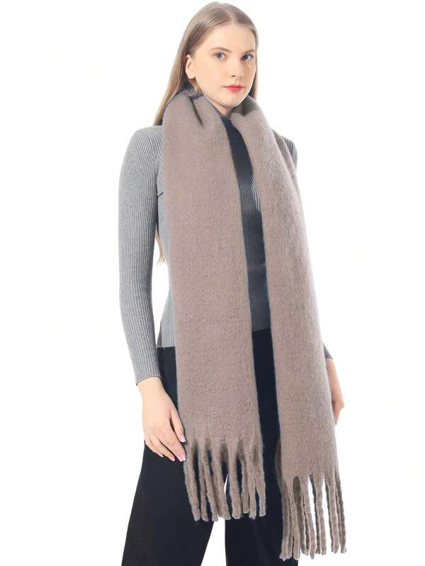 1pc Autumn Winter Solid Color Macaron Faux Cashmere Scarf F