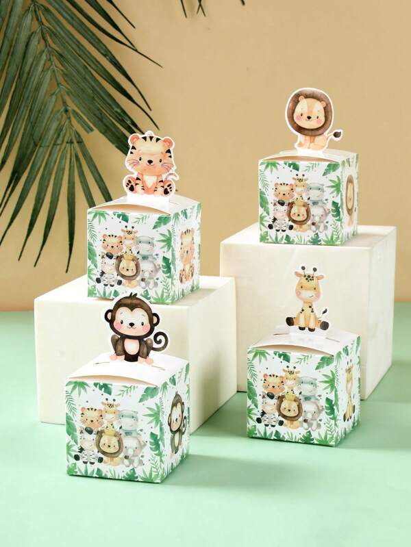 24pcs Jungle Animal Style Mini Gift Box, Boy Girl Gender Reveal Hunting Theme