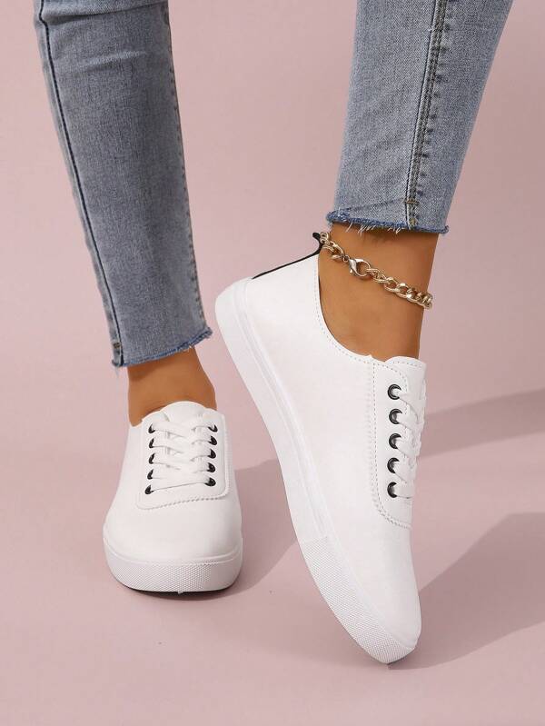 Casual Flat Skateboarding Shoes For Women, Non-slip