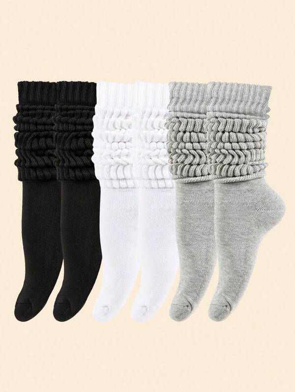 3pairs Women's Fall Winter Slouch Knit Socks Slouchy Socks Wom