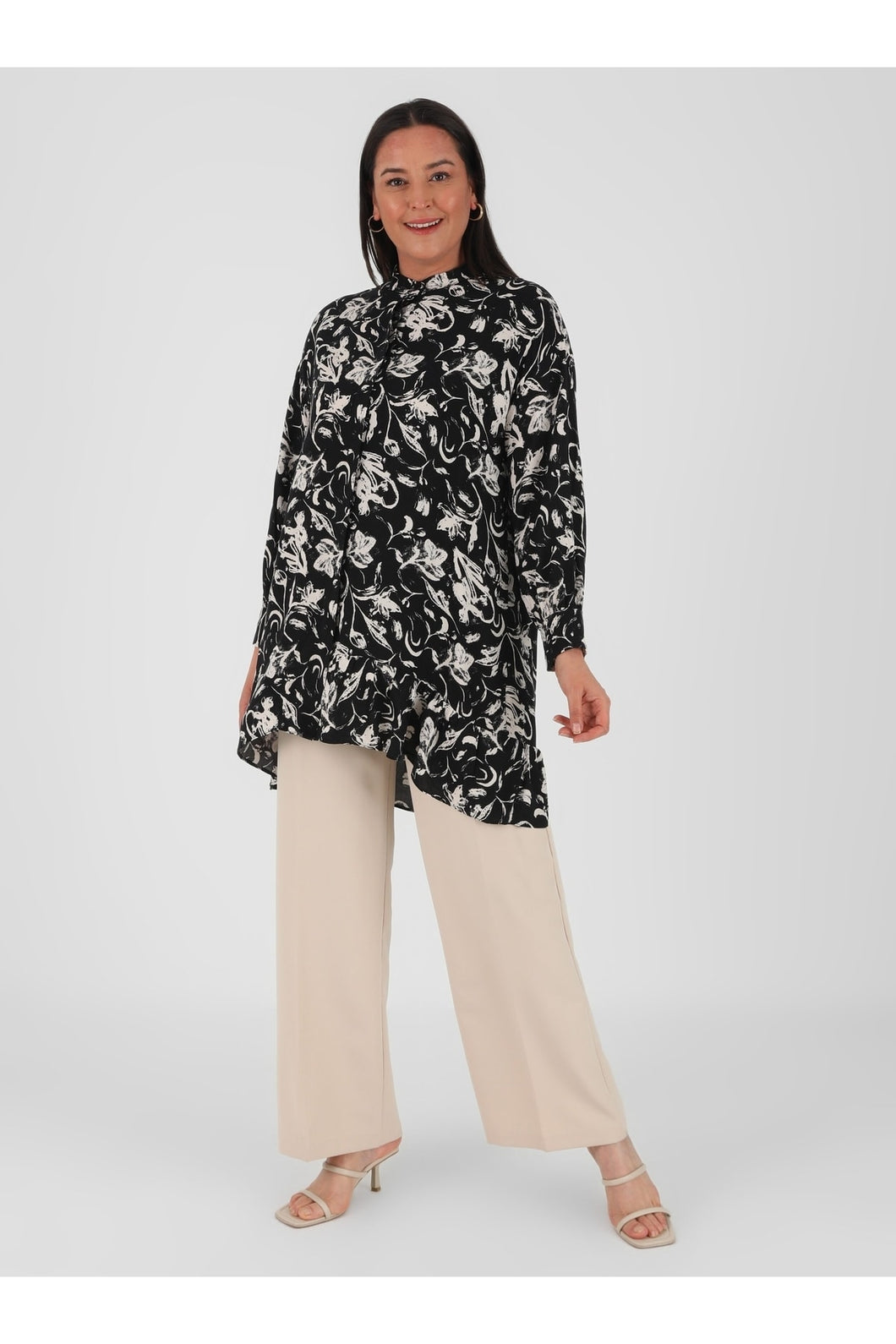 Alia Doğal Kumaşlı Büyük Beden Desenli T