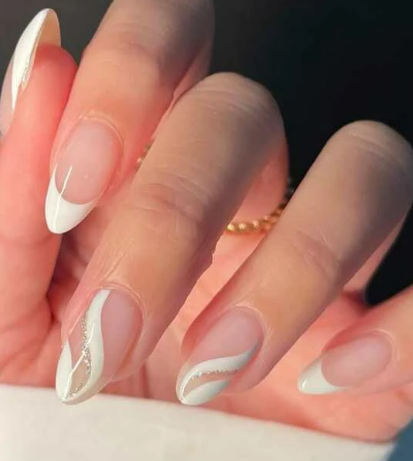 24pcs Short Almond Fake Nail & 1pc Nail File & 1sheet Tape