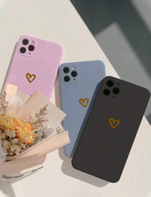 3pcs Heart Pattern Anti-fall Phone Case