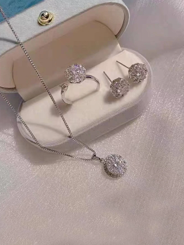 4pcs/set Cubic Zirconia Decor Jewelry Set