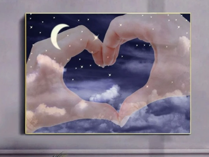 5pcs/set Hand & Heart Print DIY Diamond Painting, Modern PMMA Galaxy Print DIY Diamond Painting Without Frame