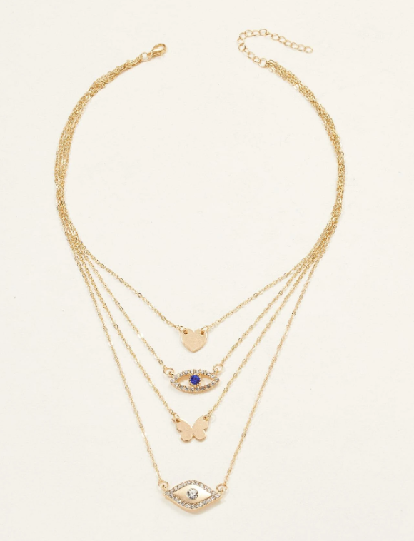 Butterfly & Eye Decor Layered Necklace