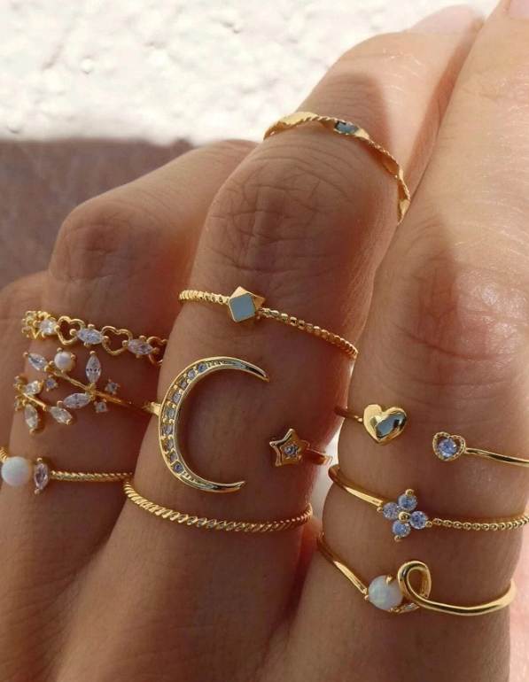 10pcs/set Rhinestone Decor Ring