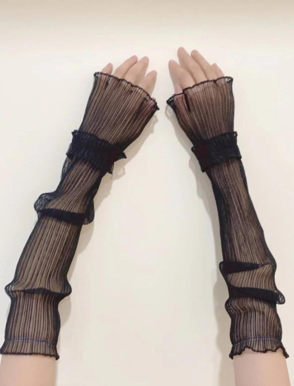 1pair Ruffle Trim Fashionable Sun Protection Arm Sleeves For Outdoor