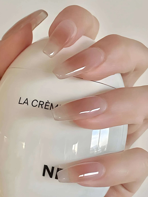 24pcs Long Coffin Ombre Fake Nail & 1pc Nail File & 1sheet Tape