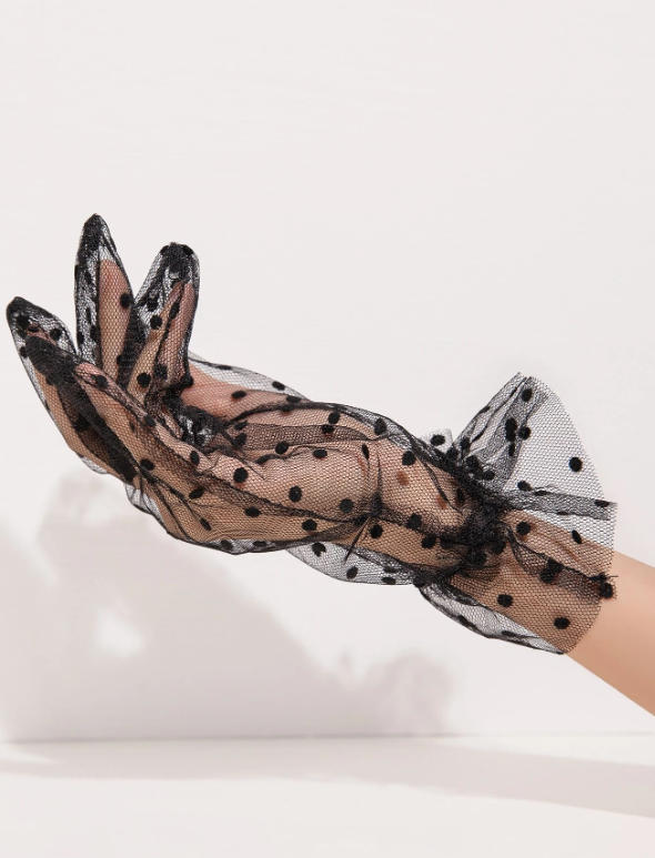 Polka Dot Mesh Gloves