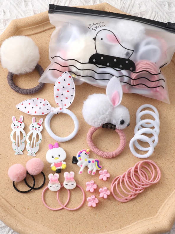 30pcs Cartoon Rabbit & Pompom Decor Hair Accessory Set