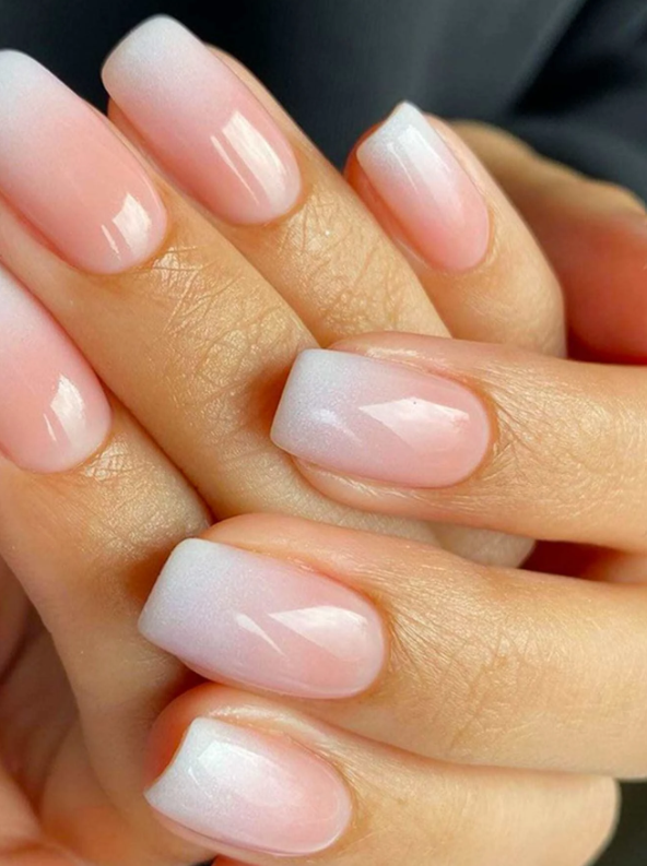 24pcs Short Square Ombre Fake Nail & 1pc Nail File & 1sheet Nail Tape