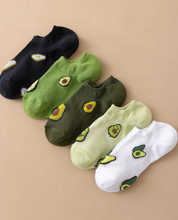 5pairs Avocado Pattern Invisible Socks