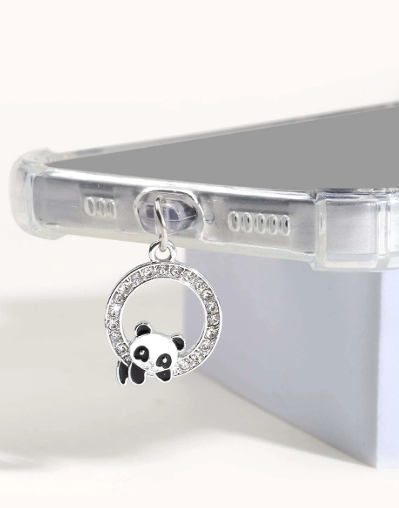 1pc Rhinestone & Cartoon Panda Decor Dust Plug