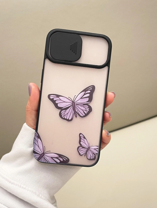 Butterfly Pattern Push Pull Lens Protection Cover Phone Case